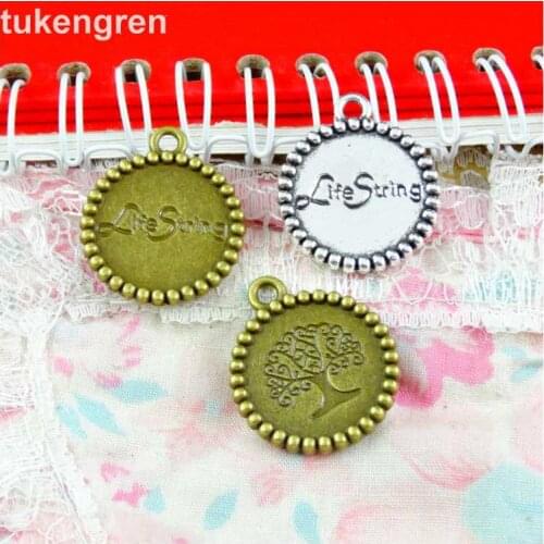 30pcs Bronze Antique Silver Plated Round Cameo Setting Tree Tray Base fits 18mm Blank Setting Tray Zinc Alloy word plate Pendant