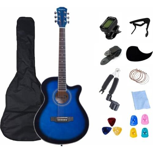 40-inch Thin Acoustic Guitar Beginner Basswood Fretboard Free Guitar Bag Strings Picks Black Wood Color Guittar AGT226