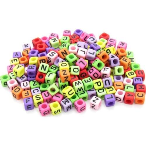 500pcs Fashion Spacer Beads /Mixed Alphabet/ Letter 6x6mm Cubic Acrylic Beads For Necklace /Hand catenary Making