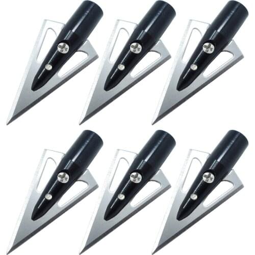 6pcs 5/16" 135 Grain Archery Broadheads Glue On Arrowheads Fixed Blade Tips for Arrow Shaft OD 7.6-8mm