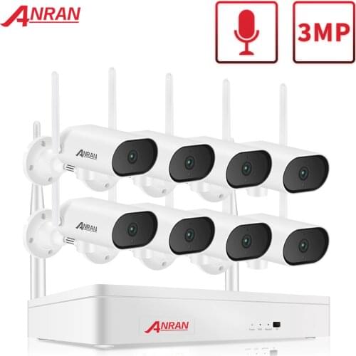ANRAN 3MP WiFi Surveillance Pan & Tilt Camera System Wireless Security Camera 8CH NVR cctv Video Kit Night Vision Outdoor Camera