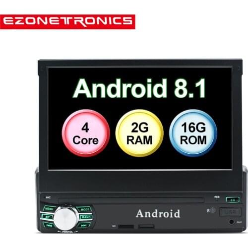 1 Din Car Radio Player Android 8.0 Quad Core 2G+16G GPS Navigation Bluetooth Steering-wheel Remote Control Mic WiFi Support DAB