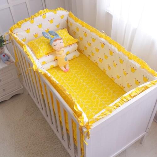 105*60cm 5Pcs/Set Animated Crib Bed Bumper For Newborns 100%Cotton Comfortable Childrens Bed Protector Baby Washable