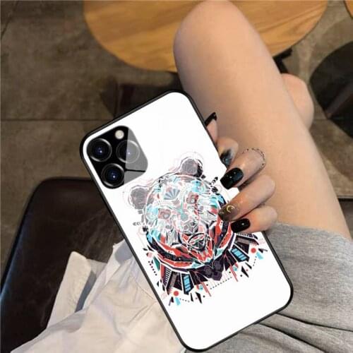 Bear Phone Case Glass Phone Case For iphone 12 11 Pro Max XS XR X 8 7 Plus SE2 Case