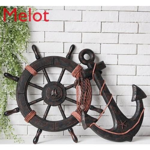 Wood Mediterranean Ship Wooden rudder helm Ship Anchor antique home decor wall decoration vintage room decoration accessories