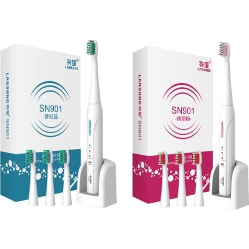 Adults Electric Toothbrush Soft Oral Care Toothbrush + 3 Brush Head Replacement 3 Cleansing Modes