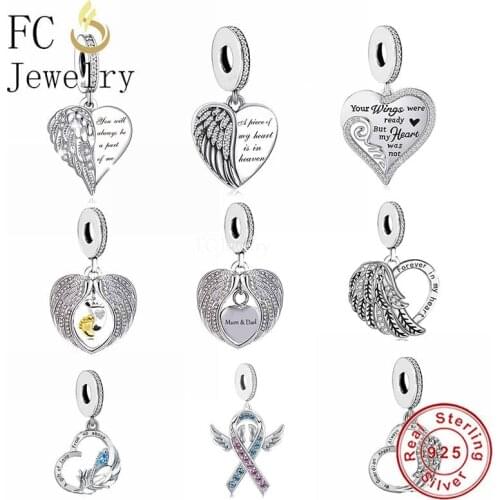 FC Jewelry Fit Original Charm Bracelet 925 Silver A Piece Of My Heart Has Wings is In Heaven Forever Bead For Making Berloque
