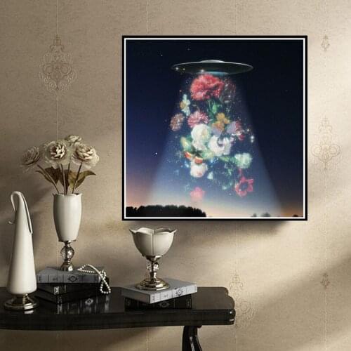 GLymg Space Flower Embroidery Handicrafts Needlework Diy 5D Diamond Embroidery Painting Cross Stitch Kits Gift Wall Arts Decor