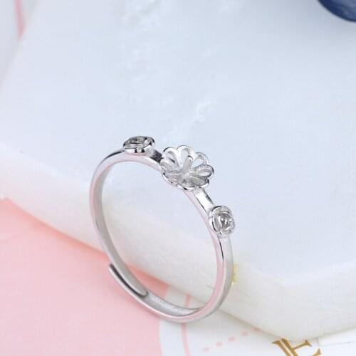 Sterling Silver 925 Engagement Wedding Party Ring 6-9m Pearl or Round Bead Semi Mount Fine Jewelry Gift Flower