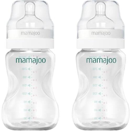 Mamajoo 250ml Double Pack Silver Baby Bottle