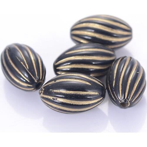 Miasol 500 Pcs 9x15mm Acrylic Twist Stirpe Oval Shape Antique Design Spacers Beads For Diy Jewelry Making Accessories