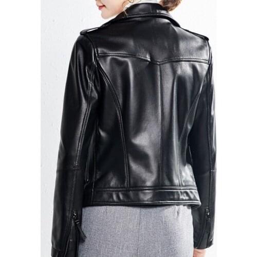 Fashion Women 100% Natural Sheepskin Jacket Office Ladies Slim Fit Outwear Coat Spring Biker Riding Short Genuine Leather Jacket