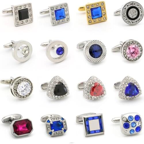 Fashion Crystal Cuff Links Luxury Wedding Cufflinks Stone Cuff Buttons