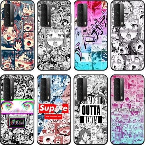 Ahegao manga girl For Huawei Y9A Y9S Y9 Y8P Y8S Y7A Y7P Y7 Y6 Y6P Y6S Y5P Y5 Prime Pro 2019 2020 Black Soft Phone Case