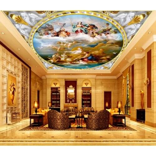 Euporean pattern 3D ceiling Character painting living room 3d wallpaper wallpaper to the bathroom ceiling decoration