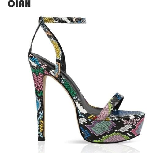 2020 New Summer Sexy Women High Heels Snakeskin Sandals 15cm Fashion Stripper Shoes Party Pumps Shoes Women Platform Sandals