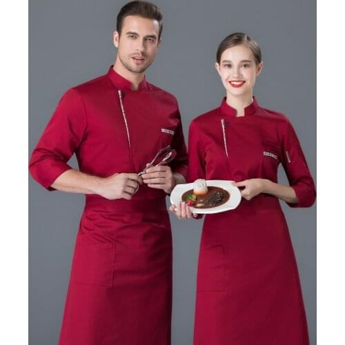 Kitchen Hotel Work Wear Food Service Chef Jackets Bakery Restaurant Waitress Clothing Unisex Catering Chef Long Sleeve Jackets