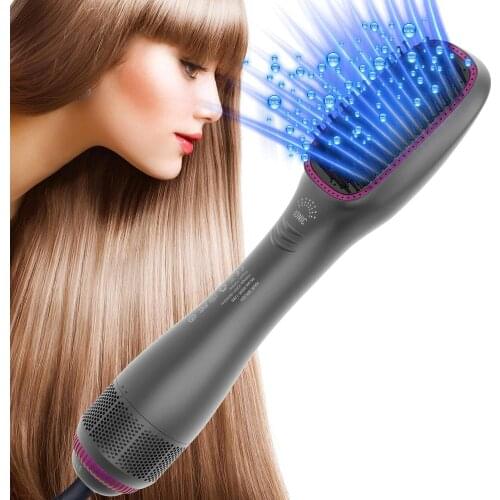 One-Step Ceramic Hair Dryer Straightener Brush 1200W Ionic Straightening Brush blow dryer with comb for Home Salon and Travel
