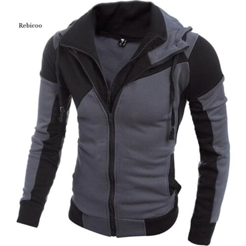 Autumn Hoodies Men Patchwork Zipper Cardigan Sweatshirts Slim Fit Sportswear Fashion Casual Tracksuit Dropshipping