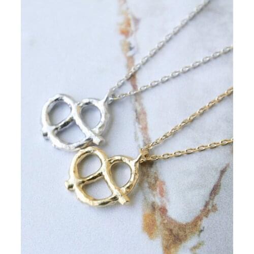 Pretzel Necklace Snack Pendant Necklace Everyday Dainty Pendant Gift Necklace Minimalist Jewelry Valentine Day Gift for Lovers