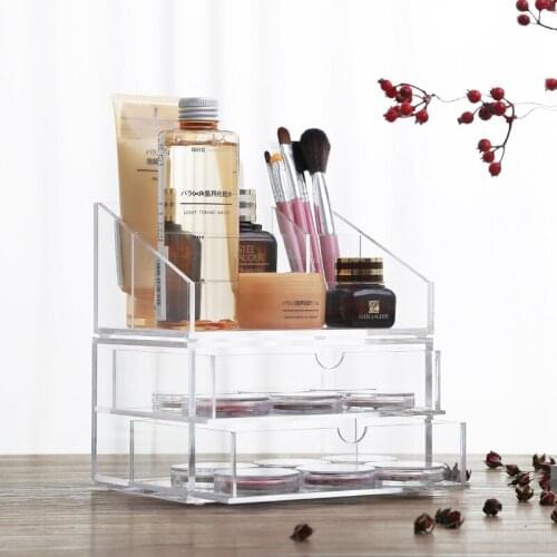 Plastic Makeup Organizer Cosmetics Storage Container Acrylic Lipstick Holder Display Stand Jewelry Organizer Sundries Case Box