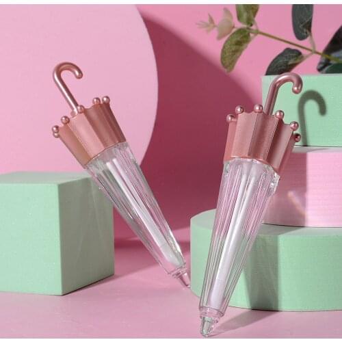 5PCS Empty Lipgloss Tubes Mini Refillable Plastic Sample Vials Cosmetic Container Creative Umbrella Shaped DIY Lip Balm Bottle