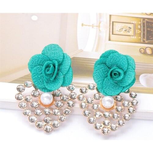New Colorful Crystal Flower Drop Earrings High-Quality Fashion Rhinestone Pearl Earrings Jewelry Accessories For Women Gift