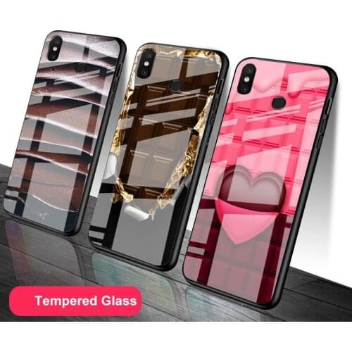 Chocolate Tempered Glass Phone Case For Redmi Note 5 6 7 8 9 Pro Note8T Note9S Redmi8 9 Cover Shell