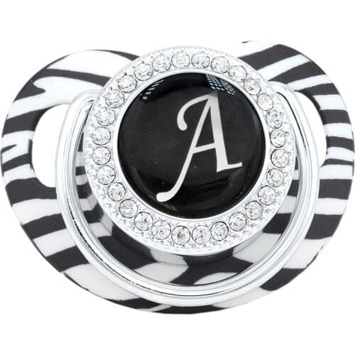 Pacifier For Babies And Pacifier Beads Silver 26 Letter Initial Personalized Pacifier Clip Infant Nipple Holder chupetes de lujo