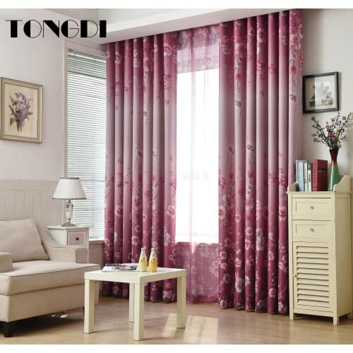 TONGDI Blackout Curtain Modern Petal Floral Thickened Elegant High-grade Decoration For Home Parlour Room Bedroom Living Room