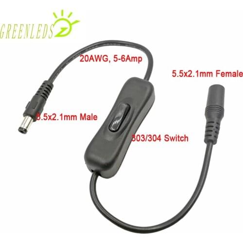 DC Power Cord 5.5x2.1mm Male to Female Extension Cable with On/Off Switch