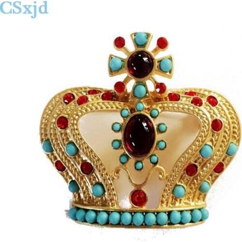CSxjd Vintage brooch Red Resin crown jewel brooch exquisite gift Jewelry