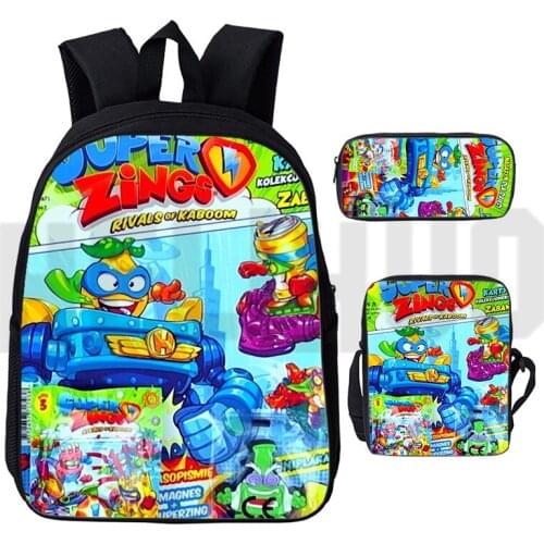 Funny 3D Print Schoolbags Super Zings Series 5/6/7 Backpack Men Anime Superzings 3 Pcs/Set Harajuku Pencil Case Shoulder Bag