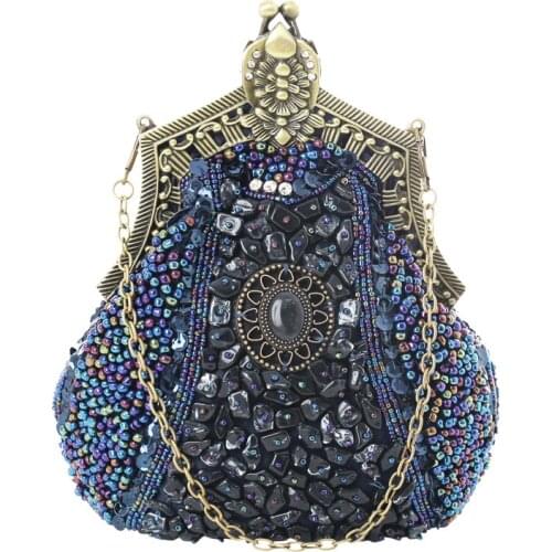 Embroider Beads Women Evening Party Bags Handmade Vintage Clutch Female Phone Purse Banquet Wedding Bridal Gifts Dress Handbags