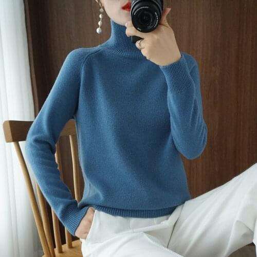 Winter new solid color cashmere Womens sweaters high neck knitted inner sweater women short bottoming net red all-match sweater
