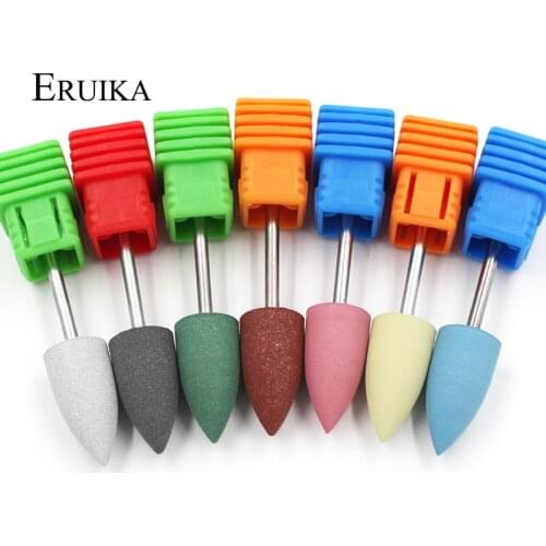 ERUIKA 1PC Bullet Head Nail Drills Bit Rubber Silicon Material Nail Buffer Machine For Manicure Nail Art Accessories Nail Files