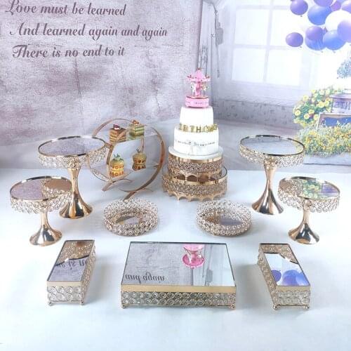 12Pcs Gold Cake Stand Set Crystal Cupcake Tray Home Decoration Dessert Table Decorating Tools Party Wedding Display