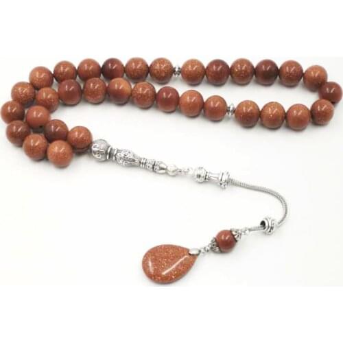 2019 New style tasbih Natural Goldstone STONE Tesbih 33 45 66 99 prayer beads unique design misbaha tassels Muslim rosary