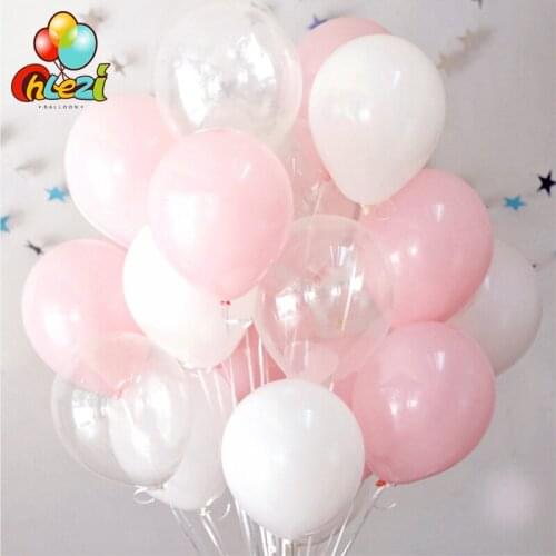 30pcs pink white transparent round helium balloon wedding birthday Party kid'day Christmas decorations baby shower water ballon