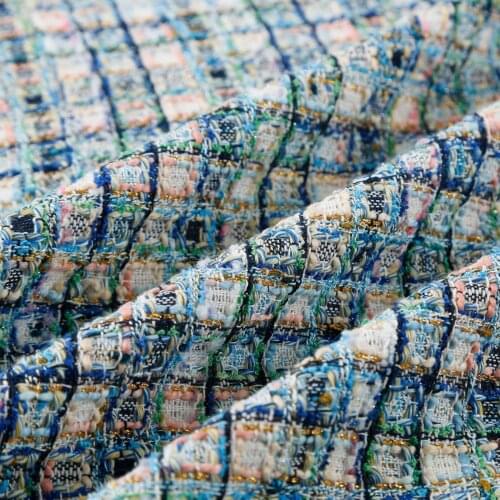 50x145cm France Tweed Lattice Pattern Yarn Dyed Braided Tweed Fabric For Woman Autumn Jacket Dress Suits Coat DIY Sewing