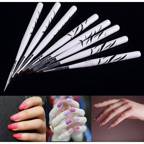 8PCS Nail Art Design Set Dotting Painting Drawing Polish Brush Pen Tools