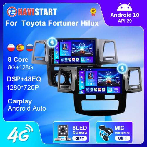 For Toyota Fortuner HILUX Revo 2008-2014 DSP Car Radio Multimedia Android 9.0 Android 10.0 Stereo Vedio Player GPS Navigation