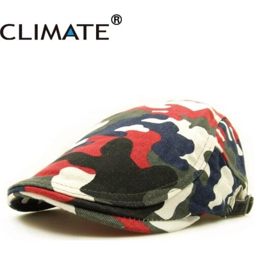 CLIMATE Camouflag Beret Cap Hat Military Army Cotton Flat Ivy Cap Adult Women Men Unisex Adjustable Army Camouflag Flat Caps Hat