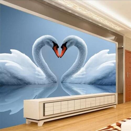 Wellyu Customized large murals, stylish home decoration, beautiful romantic swan TV sofa living room wall wallpaper