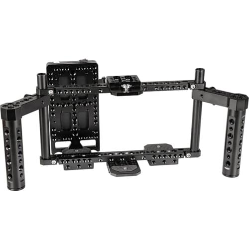 CAMVATE C2154 5-7 inch Adjustable Camera Monitor Wireless transmission Cage Rig With Dual Handle Power Supply Splitter