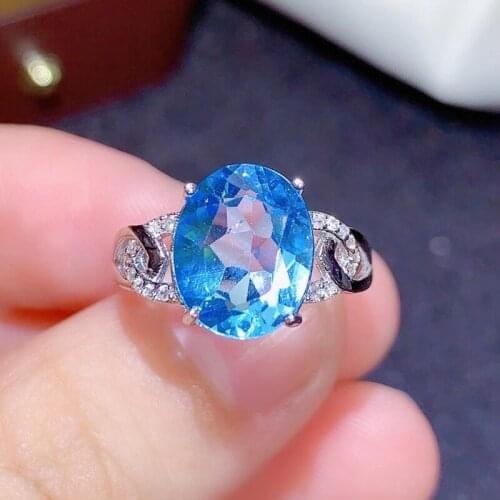 CoLife Jewelry 925 Silver Light Blue Topaz Ring for Party 9mm*11mm Natural Topaz Silver Ring Fashion Topaz Silver Jewelry