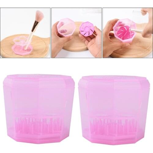4 Holes Makeup Brush Drying Rack Holder Silicone Cleaning Bowl Washing Pad Makeup Brush Cleaner