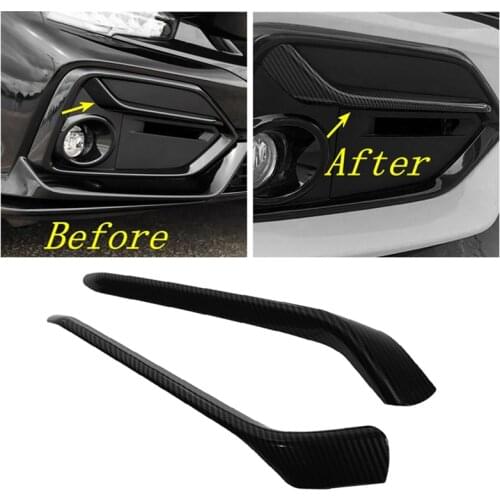 For Honda Civic Hatchback 2019-2020 Carbon Fiber Front&Rear Fog Light Lamp Cover Trim Molding Bezel Garnish Stickers