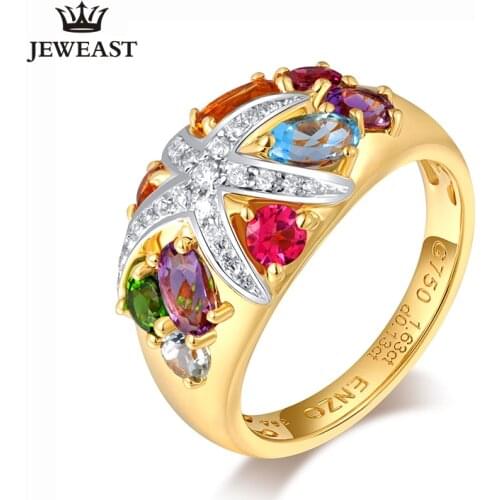 ENZO Natural Red tourmaline/Garnet/ 18K Pure Gold 2020 New Hot Selling Top Ring Heart Shape Ring For Woman Genuine Jewelry