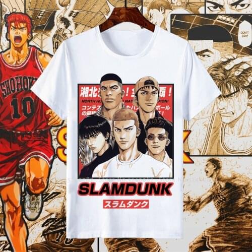 Japanese Harajuku Anime SLAM DUNK T Shirt Men Women Short Sleeve Cotton Print Tee Tops Boys Girls Hip Hop Cosplay Costumes